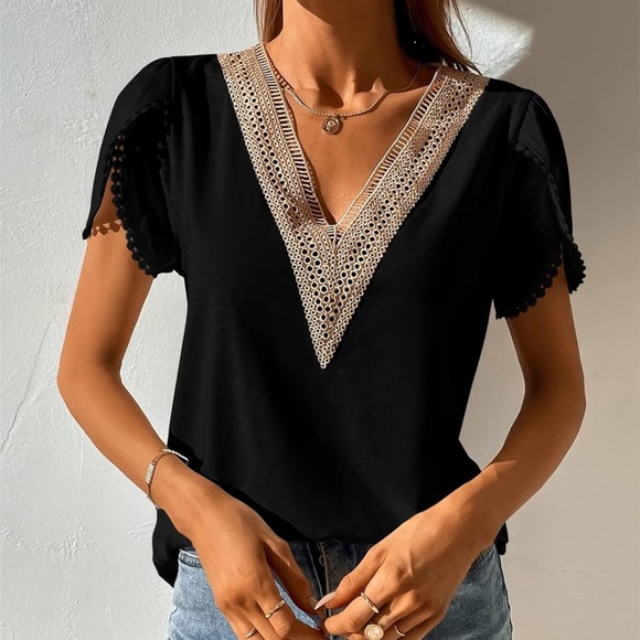 Chic Nation Tops - Black v neck top womens